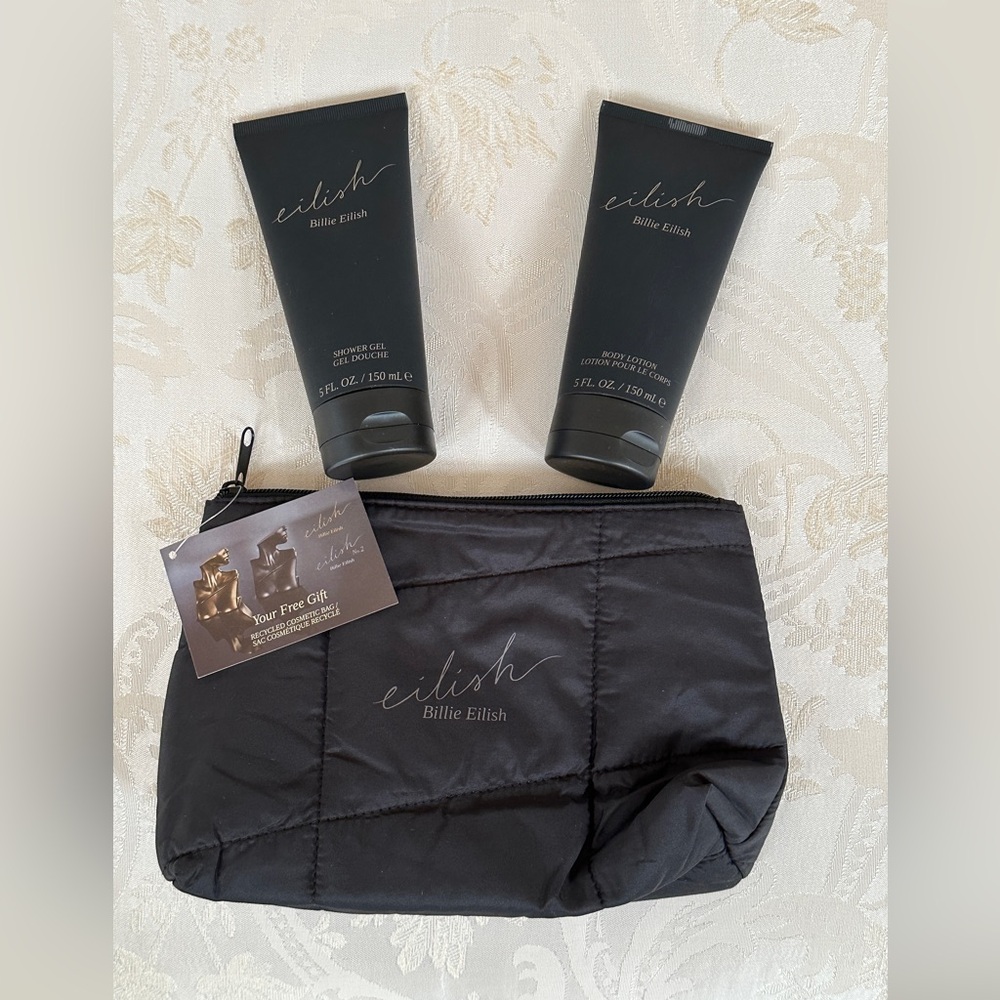 NWTs Billie Eilish Gift Set Cosmetic Bag with 5oz Body Lotion and 5oz Shower Gel